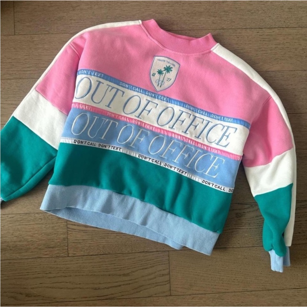 yllw Pink and Green Crew Neck Sweater